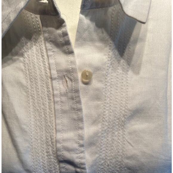 Liz‎ Claiborne Women's Size XL 100% Linen Long-Sleeve Button Up Blouse White - Picture 2 of 4